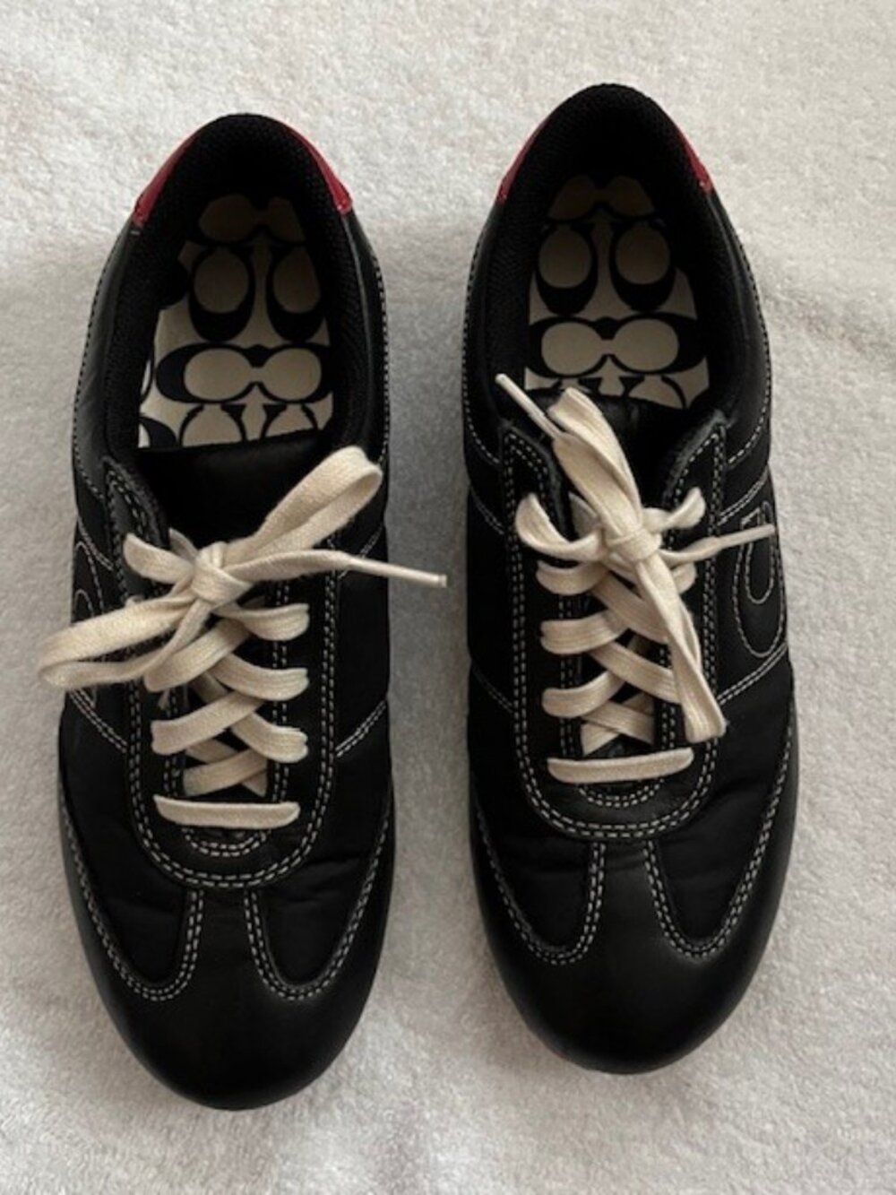 Coach Sneakers Black Leather/canvas Signature C on Sides, Size 6